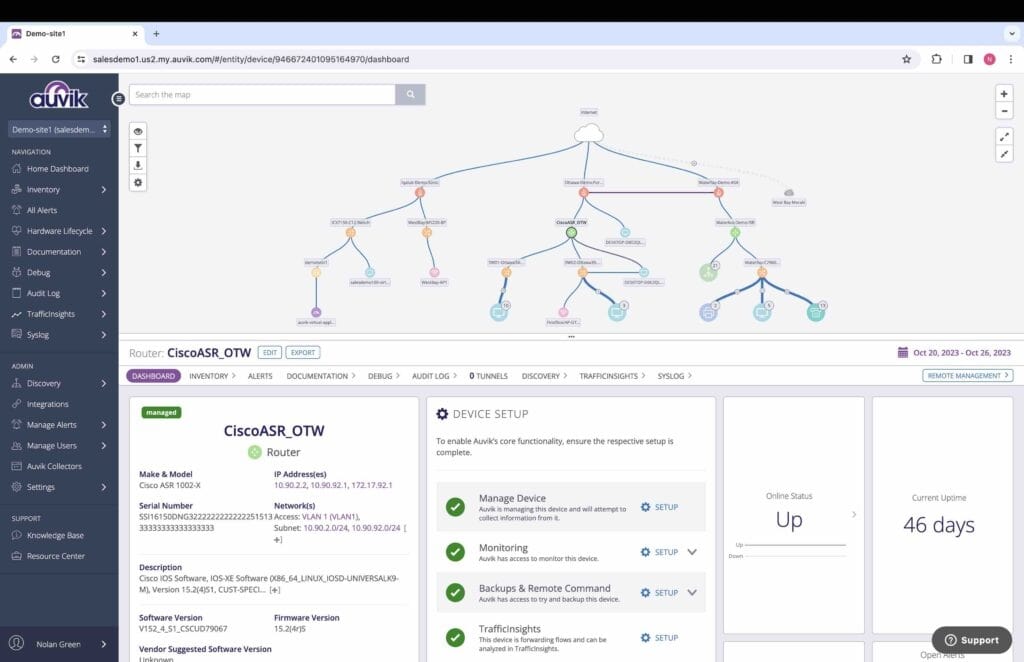 Auvik dashboard