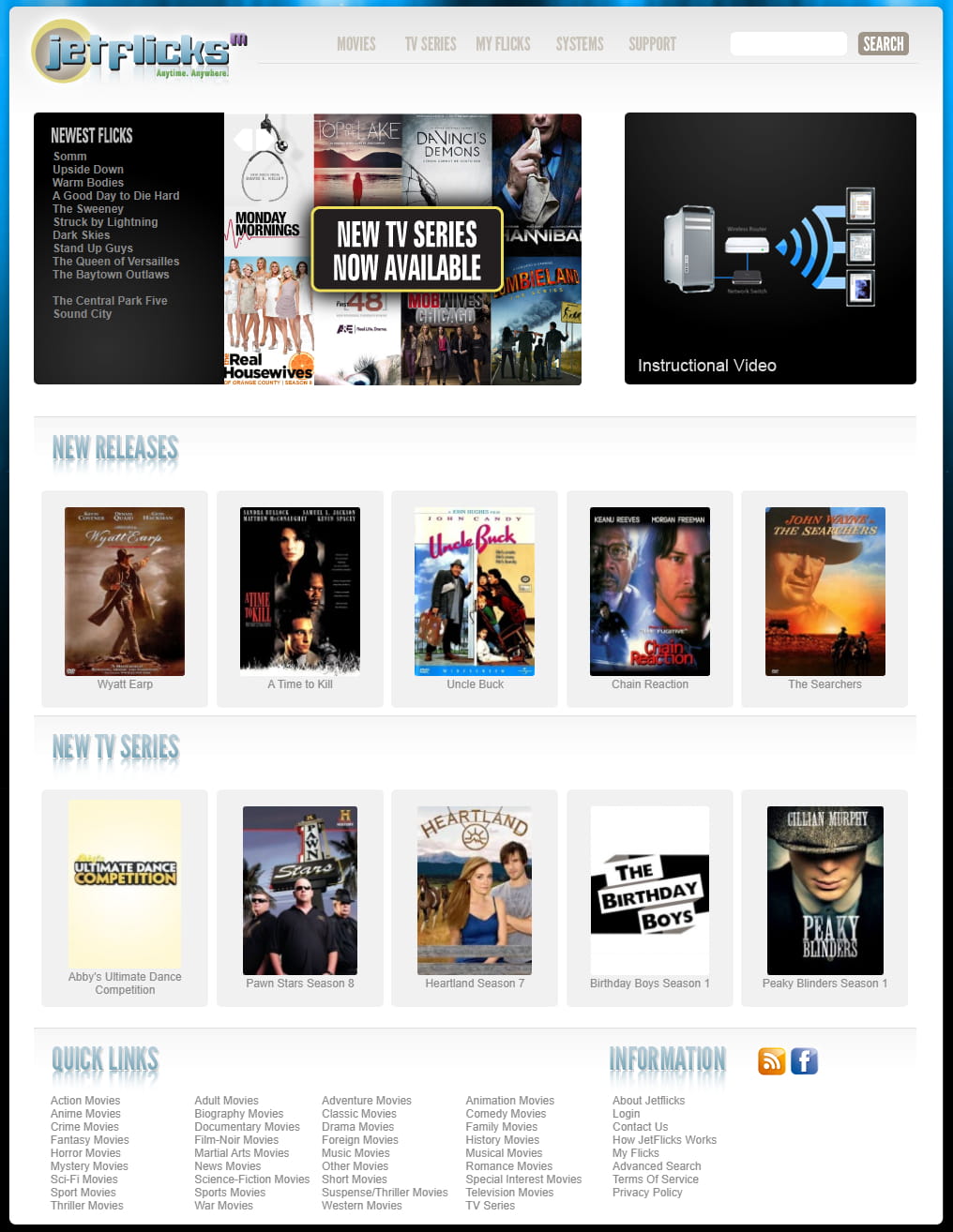 Jetflicks homepage in 2013