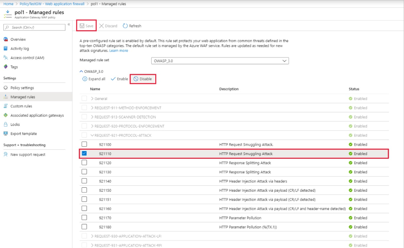 Azure web application firewall