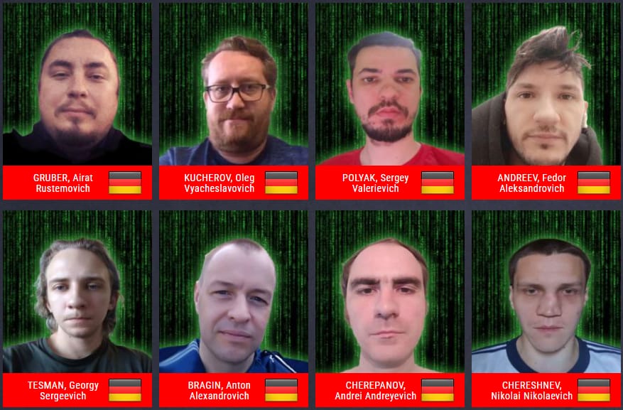 The eight identified cybercriminals