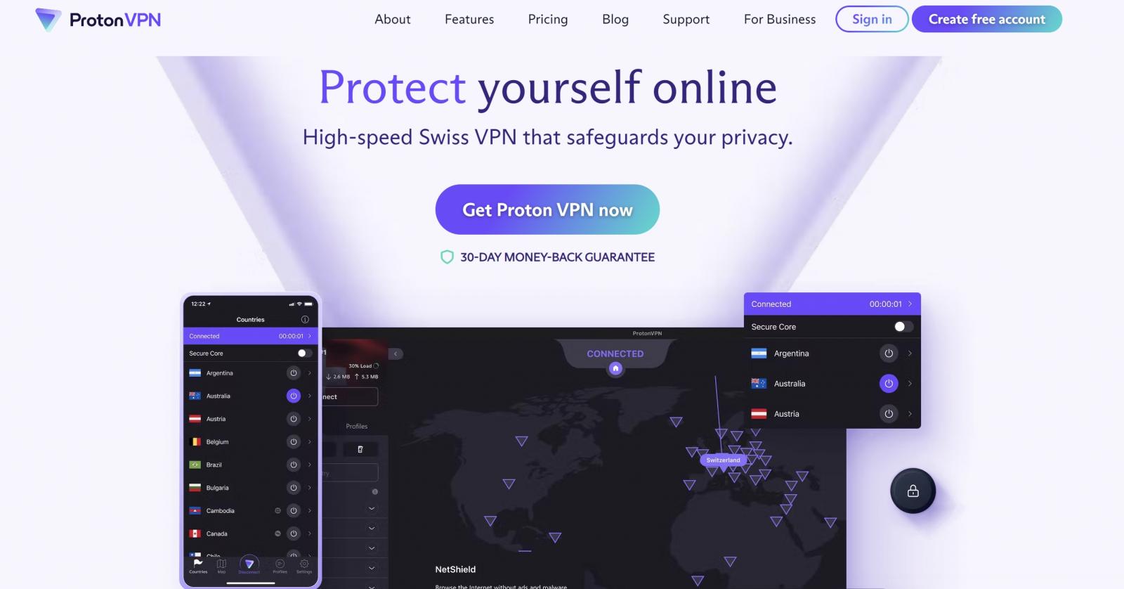 protonvpn home page