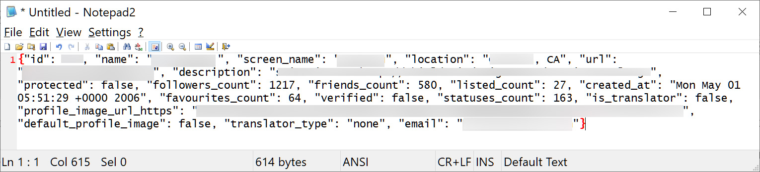 A redacted example of one of the generated Twitter profiles