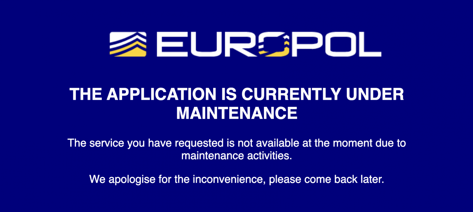 Europol EPE under maintenance