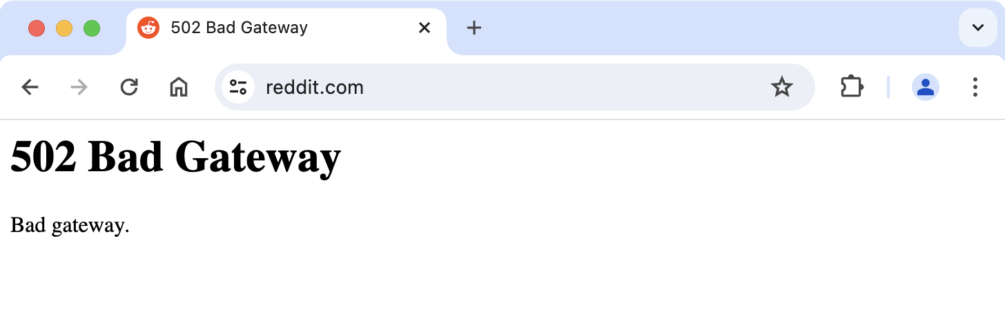 Reddit bad gateway error